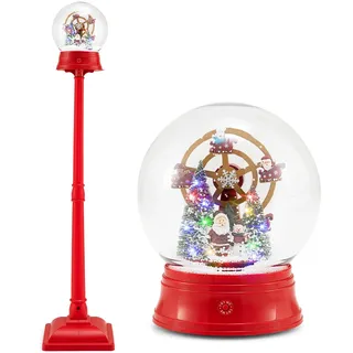 Fantask 153cm Weihnachtslaterne beleuchtet, Schneelaterne mit abnehmarer Schneekugel, Weihnachtsdeko mit Musik & 15 farbigen LED-Leuchten, Weihnachtsbeleuchtung für Zuhause, Eingang