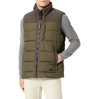 camel active Herren Outdoor Weste mit Stehkragen und Cordbesatz Dunkel Khaki, menswear-50