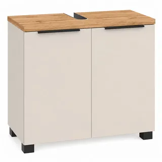 Schildmeyer Waschbeckenunterschrank Saga 65,1 x 61,6 x 35 cm Cremebeige/Eiche