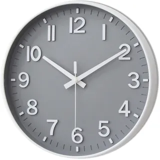 HZDHCLH Funk Wanduhr 30 cm Lautlose Wanduhr Ohne Tickgeräusche, Moderne Batteriebetriebene Uhr für Zuhause, Küche, Wohnzimmer, Büro, Wanddekoration(grau weiß)