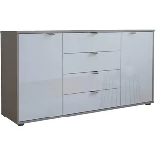 Dieter Knoll Sideboard , Grau, Weiß , Holzwerkstoff , 2 Fächer , 4 Schubladen , 140x70x43 cm , ISO 9001, Made in Germany , Typenauswahl, stehend , Kleinmöbel, Kommoden, Sideboards