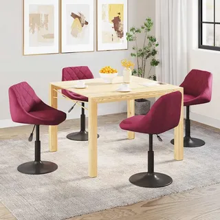 vidaXL Esszimmerstühle 4 Stk. Drehbar Weinrot Samt - Rot