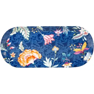 GENEVIEVE LETHU 537286 Porzellan-Auflaufform, Motiv: Blätter und Blumen, Kollektion Pondichery, L 33,5 x B 15 x 1,5 cm, in 1 Geschenkbox