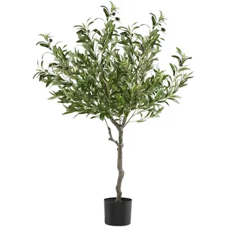 tectake Künstlicher-Olivenbaum Oleand, stabiler Kunststoff-Blumentopf, grün , Grün , 120 cm , Dekoration, Blumen & Blumentöpfe, Kunstpflanzen