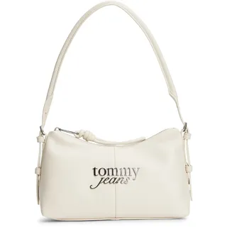 Schultertasche TOMMY JEANS "TJW BOLD SHOULDER BAG", Damen, Gr. B/H/T: 25,5cm x 15cm x 12cm, beige, Lederimitat, Strukturmuster, Taschen Schultertasche, Damen Schultertasche, Henkeltasche mit Kordel und Logo