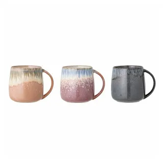 Bloomingville Cloe Becher-Set 3-teilig aus Steinzeug in der Farbe Blau 380ml, Maße: 9,5cm x 10cm, 82049300