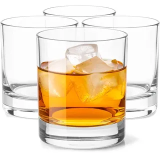 Glasmark KROSNO 1992 Whiskeygläser Set 4 Stück 310 ml Gläser Trinkgläser Transparent Spülmaschinenfest