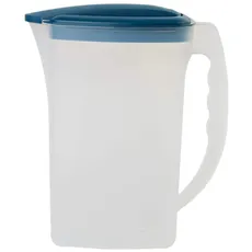 Engelland - 1 x Getränkekrug mit Deckel, Blau-Transparent, für Saft, Wasser, Eistee, Softdrinks, Kanne, Behälter, Kühlschrankkrug, Multifunktionsbox, 2 Liter, Füllskala, BPA-frei, Kunststoff