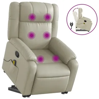 vidaXL Massagesessel mit Aufstehhilfe Creme Kunstleder - Creme