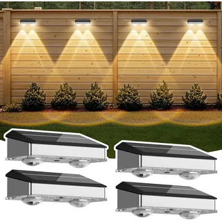 SonPen 4 Stück Solar Wandleuchte Außen, Edelstahl Solarleuchten mit Warmweiß & RGB Farbmodi, IP65 Wasserdicht Zaunbeleuchtung Solar, Solarlampen für Garten Terrasse Zaun Schwimmbad