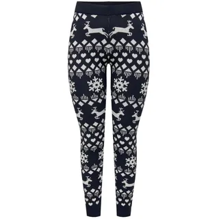 ONLY Damen Onlxmas Snowflake Mw Pant Knt, Night Sky/Pattern:cloud Dancer, L