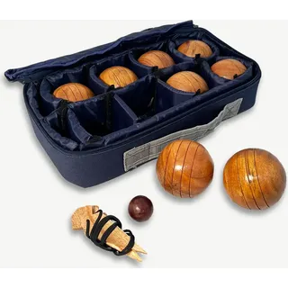 Bouleset aus Holz - Jeu de boules - Hyper Luxe - in stabiler Tasche - ECO Holz aus Indien - Schon lackiert - 8 Stuck mit Entfernungsmesser