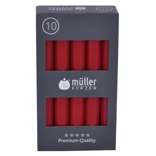 Müller Kerzen Tafelkerzen, karminrot, Elegante Tafelkerzen im praktischen Vorratspack, 1 Packung = 10 Stück, (Ø x H): 20 x 175 mm