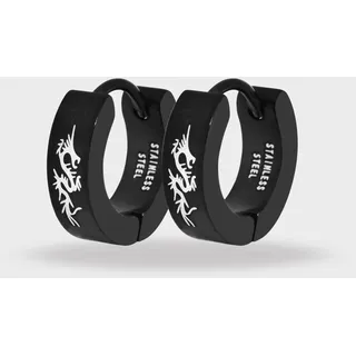 Paar Creolen ADELIA ́S "Damen Ohrringe ¿ Klappcreole aus Edelstahl", schwarz, Ohrringe, Damen, Edelstahl, Paar Creolen