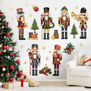 decalmile Wandsticker Weihnachten Nussknacker Goldene Wandtattoo