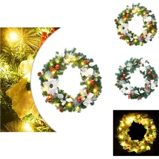 vidaXL Weihnachtskranz mit LED-Leuchten Grün 60 cm PVC - Weihnachtsbeleuchtung