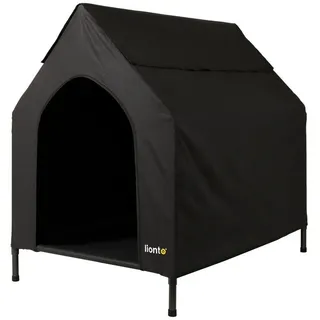 LIONTO Hundeliege erhöhte Hundehütte Hundebett mit Dach schwarz verschi - 130x85x113 cm