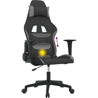 vidaXL Gaming-Stuhl mit Massagefunktion Schwarz und Hellgrau Stoff - Grau