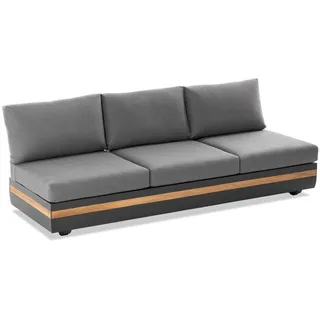 Xxxl Loungesofa , Anthrazit, Teakfarben , Holz, Metall , Teakholz , massiv , Füllung: Schaumstoff,Schaumstoff , 220x80x75 cm , wetterbeständig, gastro- und objekttauglich , Gartenmöbel, Loungemöbel, Lounge-serien