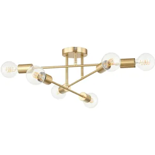 Lindby Deckenlampe Aloria (Modern) in Gold/Messing aus Metall (6 flammig, E27) - Deckenleuchte Lampe Wohnzimmerleuchte