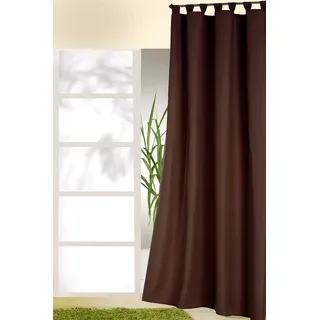 heimtexland ® Dekoschal mit Schlaufen und Kräuselband Uni Schoko braun HxB 245x140 Blickdicht Aber Lichtdurchlässig - Vorhang natürlich matt einfarbig - Schlaufenschal Bandschal ÖKOTEX Gardine Typ117