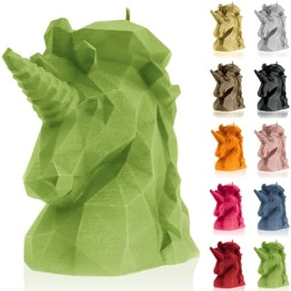 Candellana Handmade Unicorn Low-Poly Kerze Geschenk- Lustig - Dekorative Kerze - Home Décor - Geschenke für Freunde - Baumwolle Docht - Brenndauer 74h - Lime Kerze