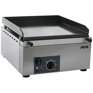 Saro Griddleplatte für Gastronomie – 1 Heizzone – Glatte Bratfläche – Keramikbeschichtung – Edelstahl – 300 °C – Mit Fettauffangbehälter & Spritzschutz – 3 kW – Modell GPK 400