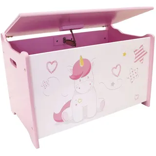 les tendances Spielzeugkiste Einhorn 90 x 40 x 40 cm Holz lackiert weiß rosa