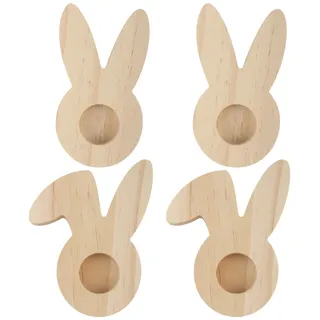 Xbessc 4 Stück Eierbecher Ostern, Hasen Eierbecher Lustig aus Kiefernholz, Hase Holz Eierteller, Basteln und Geschenke für Kinder Basteln Brunch Frühstück Becher Ostern Geschenke Dekoration