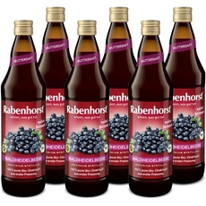 RABENHORST Waldheidelbeere Muttersaft BIO 6er Pack (6 x 700 ml) - 100% purer Waldheidelbeer-Direktsaft aus erster Pressung