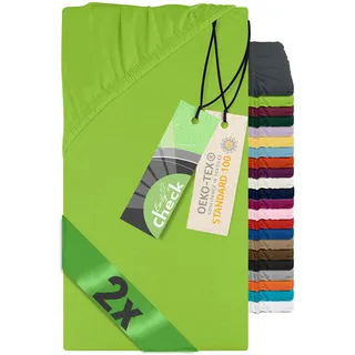 Emily ́s Check 2er-Pack Spannbettlaken für Kinder- und Babybettmatratzen 1493.2123, 60 x 120 cm, Apfelgrün