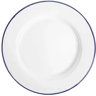 Garcia de Pou 6 Stück, flache Teller 'Enamelware', Ø 25,5 x 2 cm, Weiß, emailliertes Eisen