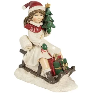 Winterkind mit Schlitten Deko Figur Christmas Weihnachten Shabby Vintage 13cm