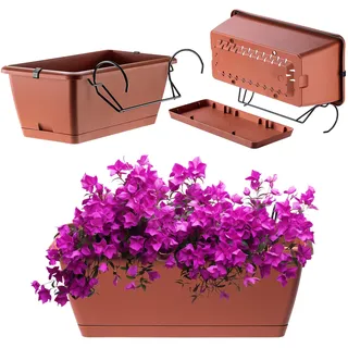 KADAX Blumenkasten 40 cm Terracotta – Pflanzkasten aus Kunststoff, wetterfest und robust, ideal für Balkon, Terrasse und Fensterbank