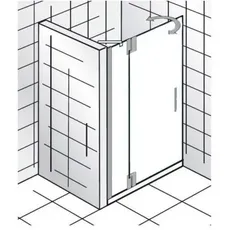 HSK K2P Drehtür an Nebenteil für Nische, Größe: 80,0 x 200,0 cm, Türanschlag links, Duschkabinen: Chromoptik: ESG klar mit Edelglas