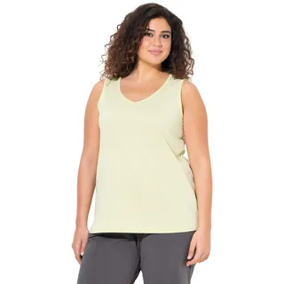 Ulla Popken Damen große Größen Übergrößen Plus Size Top, V-Ausschnitt, Classic, ärmellos Pistazie 46+ 724584407-46+