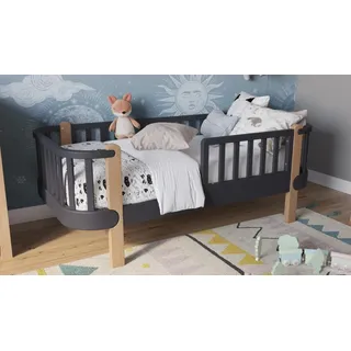 FURNLUX Kinder-einzelbett Etude Schwarz 80x160cm / Hauptfarbe: Schwarz / Abmessungen: 88 x 65 x 165 cm - Schwarz