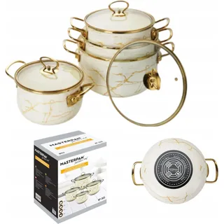 Set mit 8 emaillierten Töpfen - perfekt zum Kochen auf Gas- und Induktionsherden