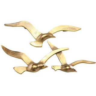 Boltze Wandobjekt Birdy (gold, Wanddeko aus Metall, maritimes Motiv, Wandbild für Flur / Wohnzimmer / Esszimmer) 1011623