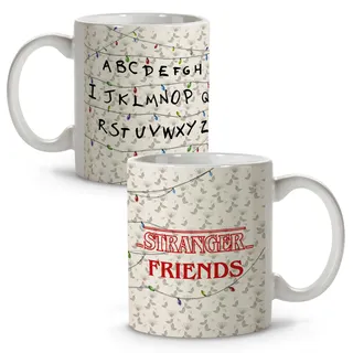 Keramiktasse Stranger Friends. Frühstückstassen. Originelle Geschenke für Frauen und Männer. Originelle Geschenke für Freundinnen. Details für Arbeitskollegen. Tasse. Geschenk zum Geburtstag einer