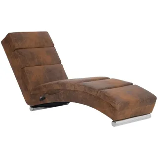 vidaXL Massage Chaiselongue Braun Wildleder-Optik