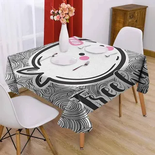 VICWOWONE Narwhal Quadratische Outdoor-Tischdecke, 152,4 x 152,4 cm, abstrakte Spirale, Kritzelei-Hintergrund mit Skizzenstil, arktischer Ozean, Säugetiere, dekoriert, Restaurant, Rosa, Schwarz, Weiß