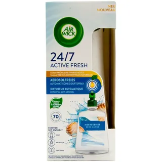 Air Wick Active Fresh – Starter Set – Aeorosolfreier, automatischer Lufterfrischer – Raumduft Meeresbrise – 228 ml Nachfüller + Gerät