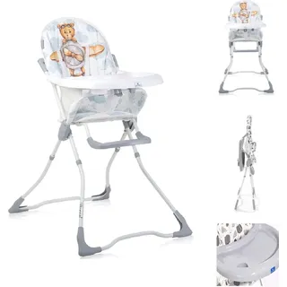 Lorelli Kinderhochstuhl Marcel, klappbar, Bechervertiefung, abwaschbarer Stoff blau Bär - Blau