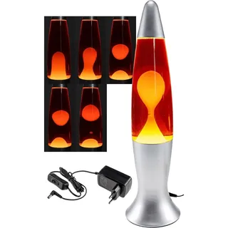 ChiliTec Lavalampe 40cm 230V 1,5m Kabel mit Schalter CTL-ROGE LED Dekoleuchte Rot Gelb Silber