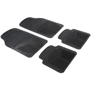 Walser Universal Auto-Gummimatten-Set Priscus, Automatten 4-teilig zuschneidbar, Universal Antirutschmatten-Auto, PKW-Fußraummatten schwarz