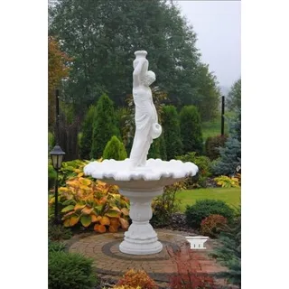 Zierbrunnen Springbrunnen Figur 239cm Brunnen Dekoration Garten Fontaine Teich - Weiß
