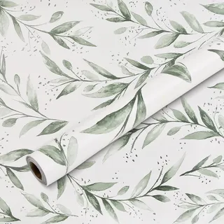 Vesaneae 300x44.5CM Muster Grün Weide Blätter Klebefolie, Türtapete Selbstklebend, Wasserdichte Folie, Wandtapete, Möbel-Folie - Grüne Muster Tapete