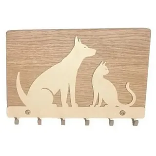 Woodek Schlüsselhalter Celine, goldenes Metall und geölte Eiche, 4/20/13 cm , Eichefarben, Goldfarben , Holz , Echtholz,Eiche , 13x4x20 cm , FSC 100% , Garderobe, Schlüsselkästen & Schlüsselboards