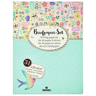 Moses Flowers & Friends Briefpapier-Set | Briefbögen, Briefumschläge und bunte Sticker in einer praktischen Aufbewahrungsmappe | Utensilien für Brief-Freundinnen